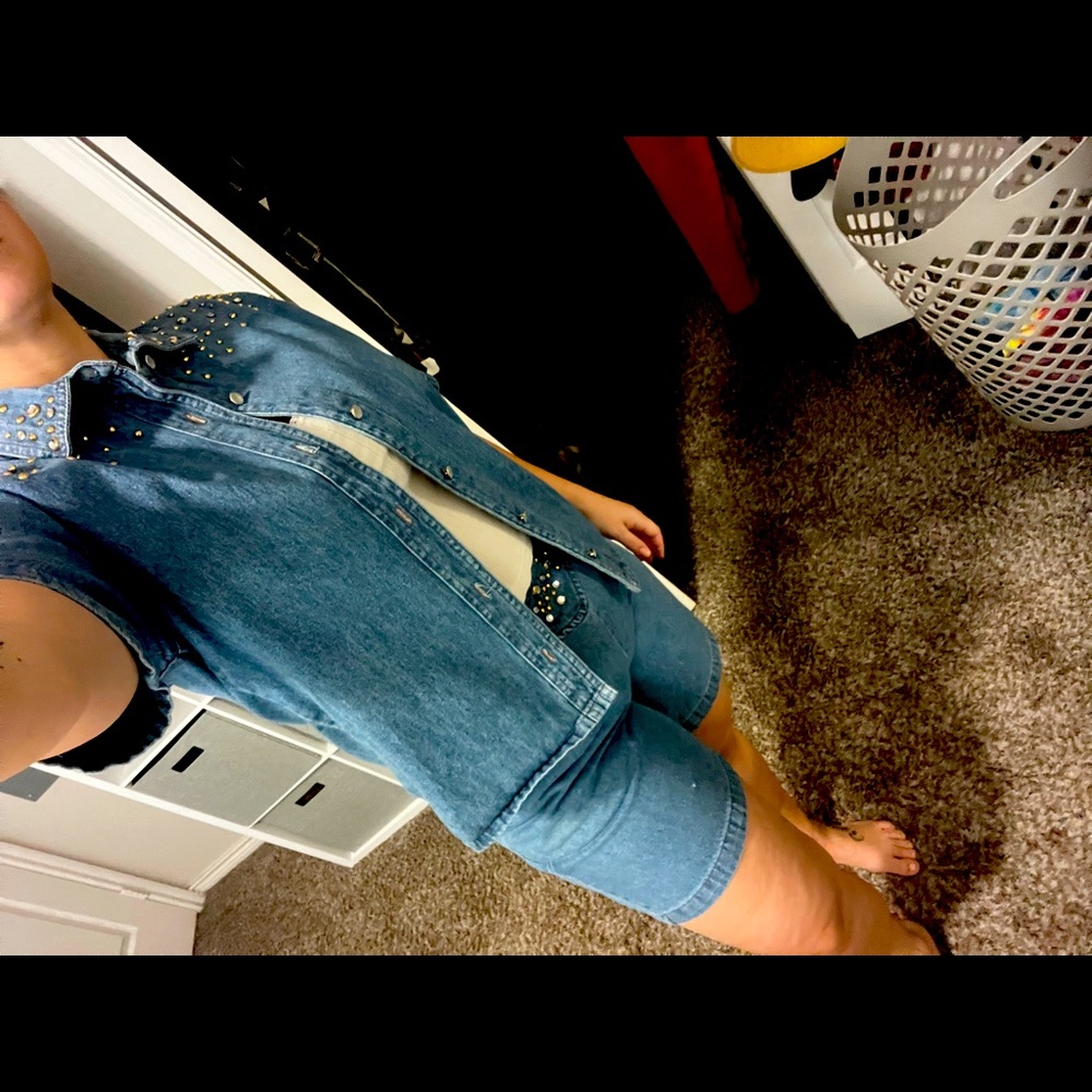 Womens vintage denim outfit with embellishments. Size small